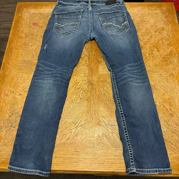 BKE Carter Jeans Straight Leg Mens Size 34 X 30 Regular Distressed Dark Wash - Picture 3 of 7